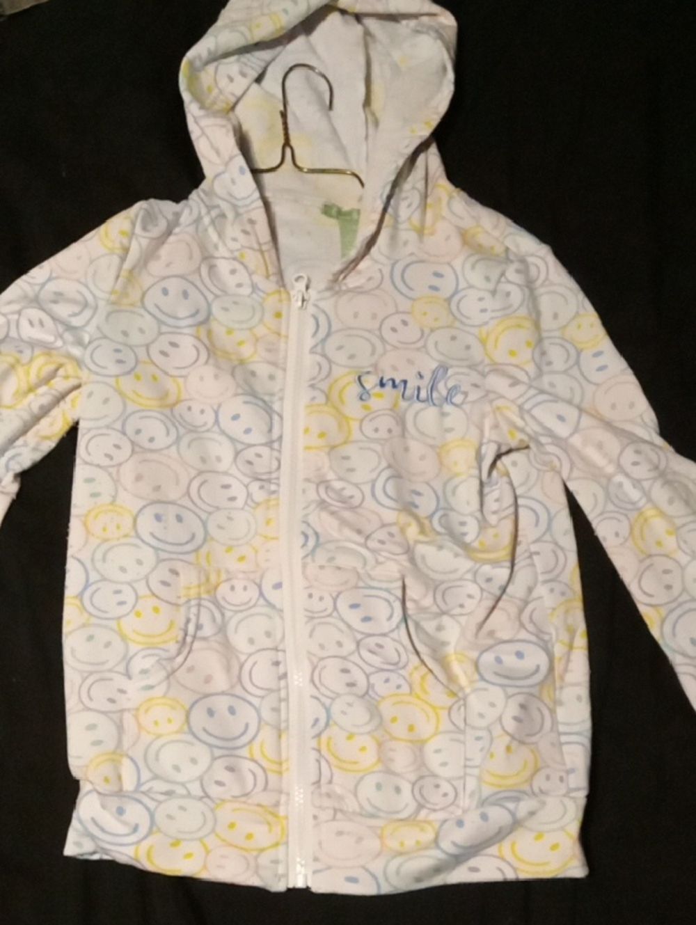 Gymboree White Hoodie with Yellow and Blue Smiley Print